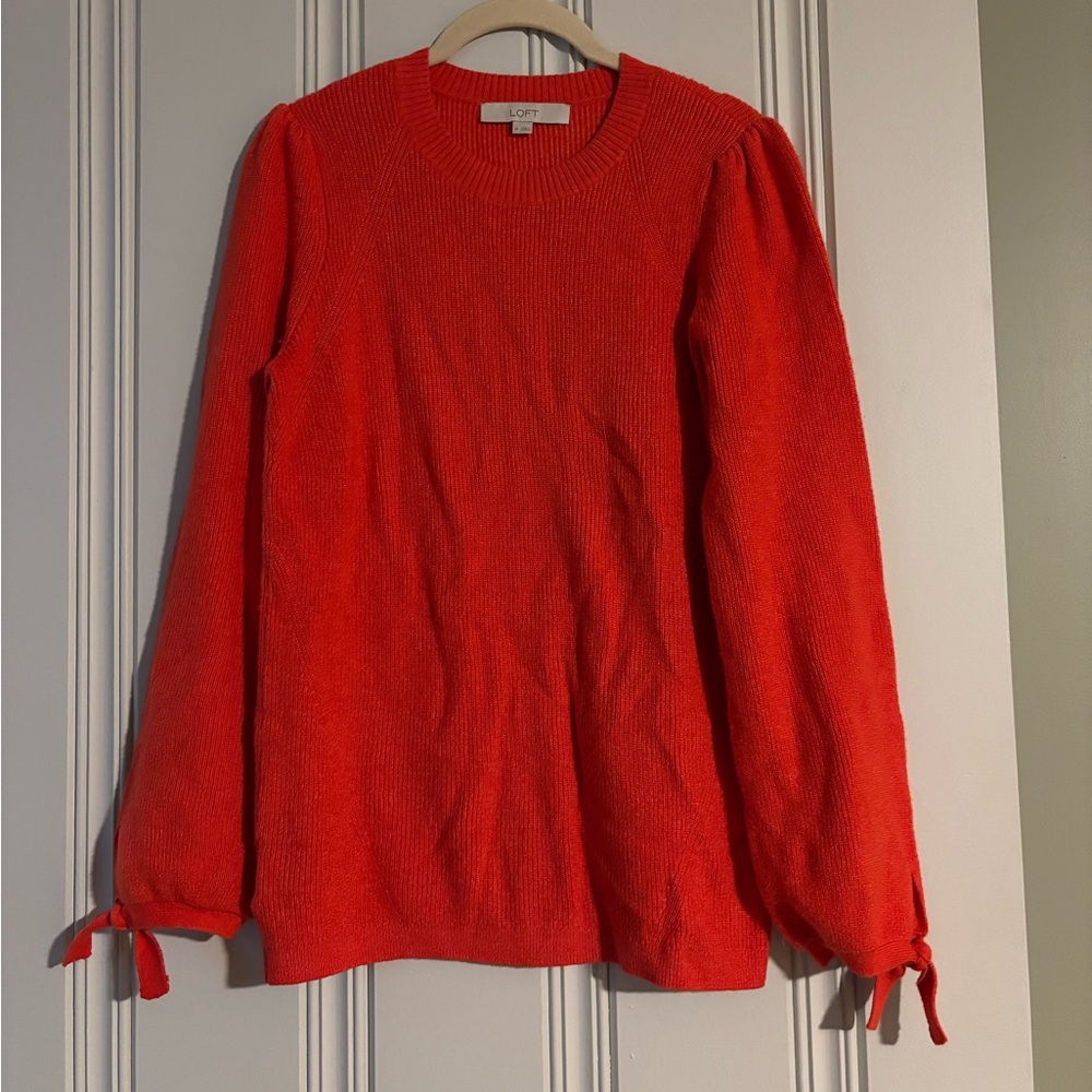 Loft ribbed knit tie sleeve sweater
